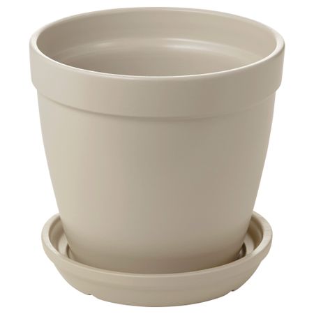 Горшок цветочный с поддоном ЮРТРОН, бежевый