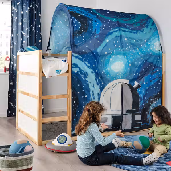 AFTONSPARV АФТОНСПАРВ Гардины с прихватом, 2 шт. - космос синий/белый 120x300 см - фото 4