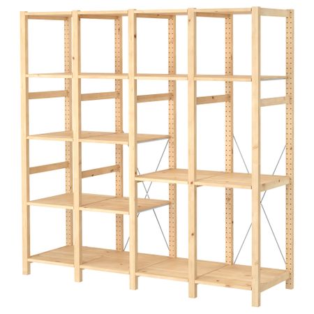 4 секции, полки, 179x50x179 см, сосна IKEA IVAR ИВАР 092.513.48