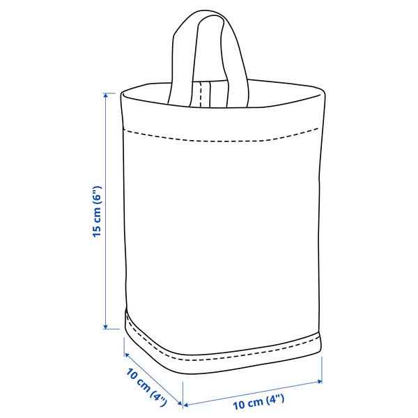 Корзина, 10x10x15 см, текстиль, бежевый IKEA PURRPINGLA ПУРРИНГЛА 805.659.76 - схема-чертеж с размерами