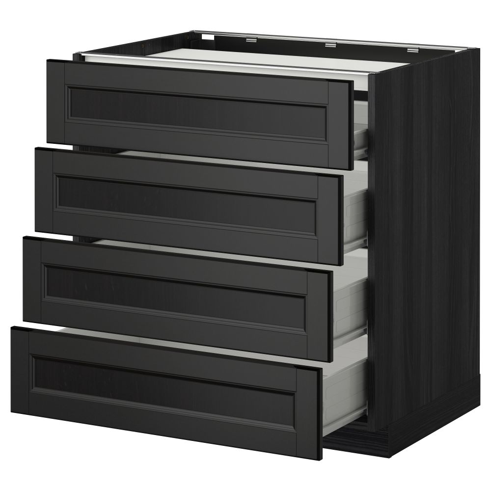 Напольный шкаф, 4 фронтальных панели, 4 ящика МЕТОД / ФОРВАРА, черный, Лаксарби черно-коричневый черно-коричневый - схема-чертеж с размерами
