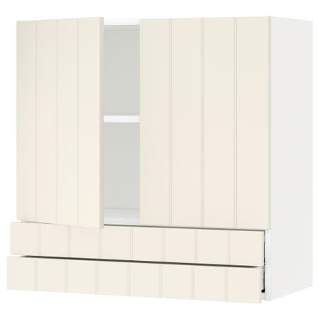Навесной шкаф, 2 дверцы, 2 ящика МЕТОД / МАКСИМЕРА, белый, Хитарп белый с оттенком