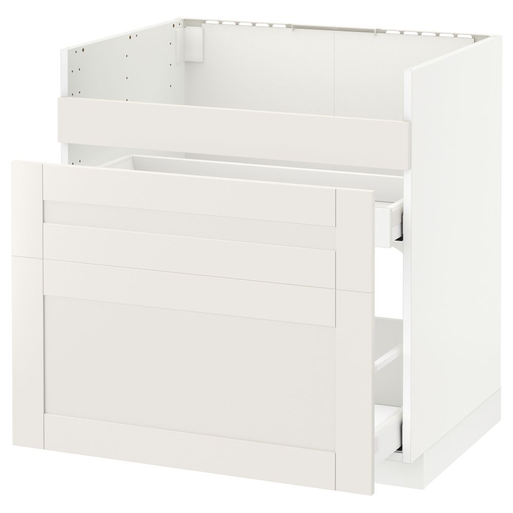 Напольный шкаф под мойку ДУМШЁ, 3 фасада, 2 ящика МЕТОД / МАКСИМЕРА, белый, Сэведаль белый - схема-чертеж с размерами