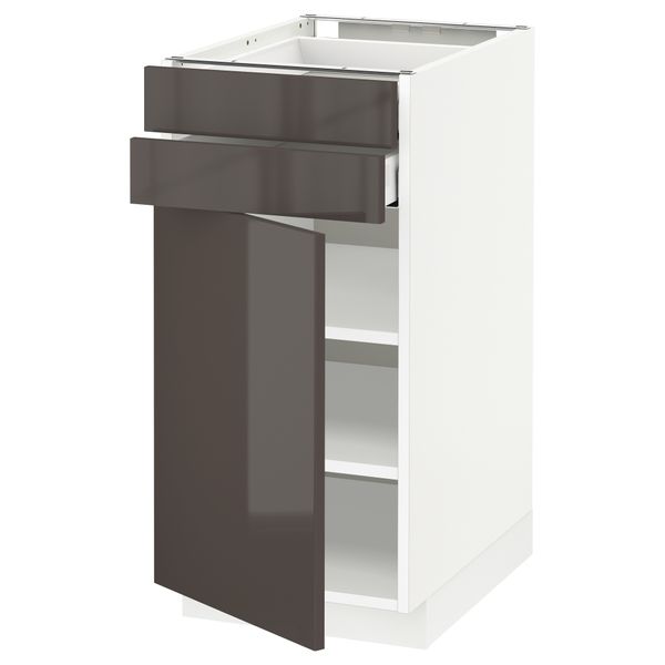 Напольный шкаф с дверцей, 2 ящиками МЕТОД / МАКСИМЕРА, белый, Рингульт серый - схема-чертеж с размерами