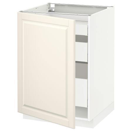 Напольный шкаф с 1 дверцей, 3 ящика МЕТОД / МАКСИМЕРА, белый, Будбин белый с оттенком