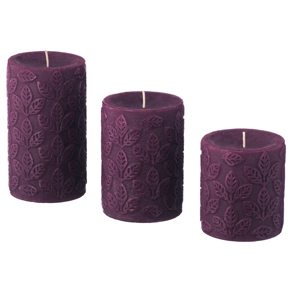 Формовая свеча, ароматическая, 3 шт, Лаванда сиреневый, сиреневый IKEA НЬЮТНИНГ 103.505.21 - фото 1