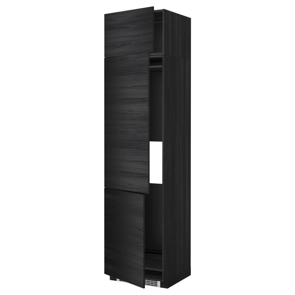 Высокий шкаф для холодильника или морозильника, с 3 дверями МЕТОД, черный, Тингсрид черный - схема-чертеж с размерами