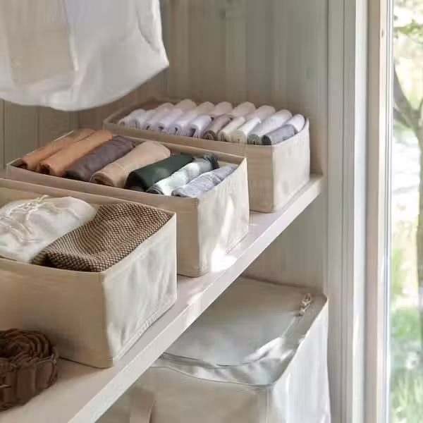 PURRPINGLA Набор коробок,3шт - текстиль/бежевый 20x38x12 см - фото 2