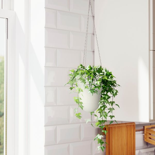 Кашпо подвесное, для дома, улицы/белый с оттенком 12 см IKEA SKURAR СКУРАР 603.719.79 - фото 2