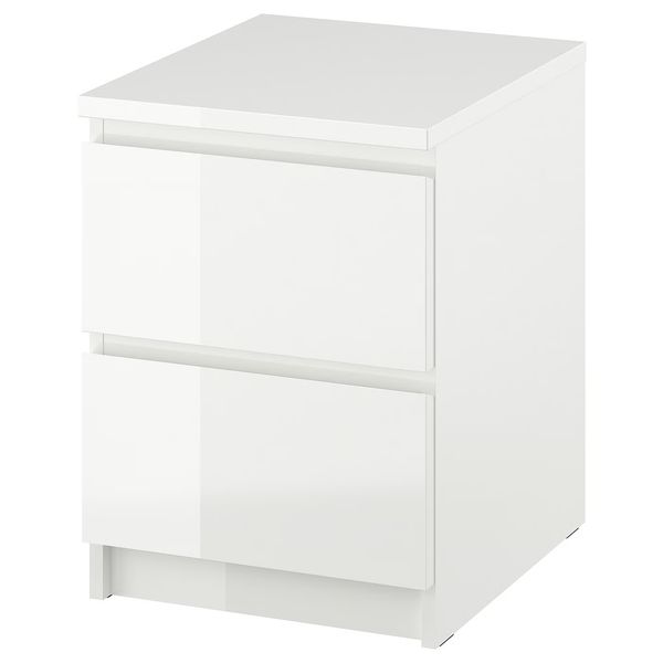 MALM Комод с 2 ящиками - глянцевый белый 40x55 см - фото 1