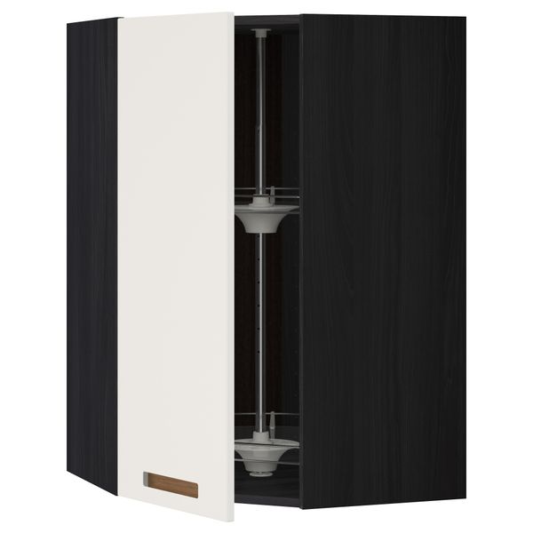 Угловой навесной шкаф с вращающейся секцией МЕТОД, черный, Мэрста белый - схема-чертеж с размерами