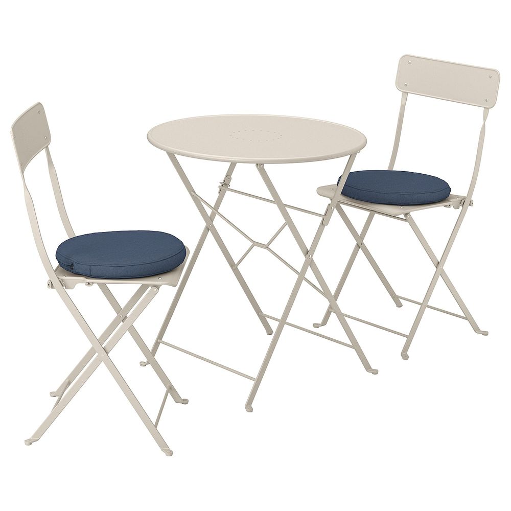 Стол + 2 складных стула,д/сада, бежевый/ФРЁСЁН/ДУВХОЛЬМЕН синий IKEA САЛЬТХОЛЬМЕН 892.691.46 - фото 1