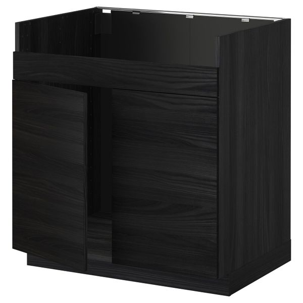 Напольный шкаф для двойной мойки ХАВСЕН, черный, Тингсрид черный 80x60 см IKEA МЕТОД 392.802.74 - схема-чертеж с размерами