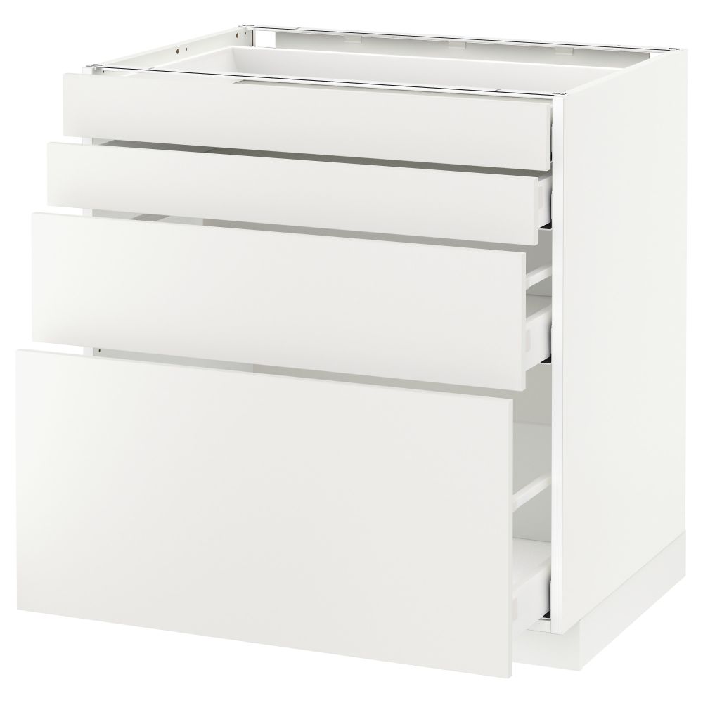 Напольный шкаф 4 фронтальных панели, 4 ящика МЕТОД / МАКСИМЕРА, белый, Хэггеби белый - схема-чертеж с размерами