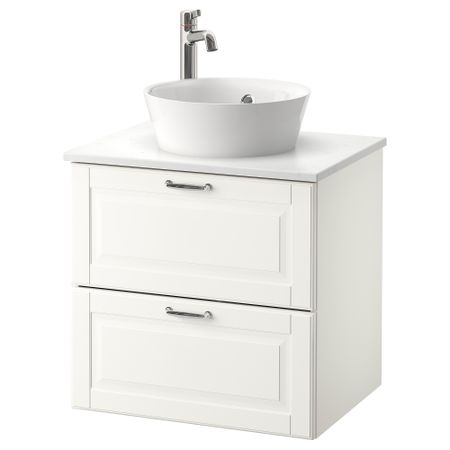 Шкаф со столешницей 40см раковина, 62x49x75 см, Kasjön белый, под мрамор IKEA KATTEVIK КАТТЕВИК, GODMORGON ГОДМОРГОН, TOLKEN