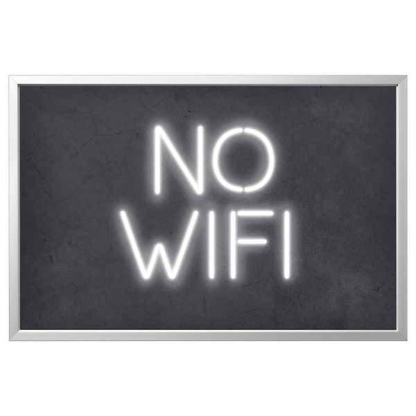 Картина с рамой, No wifi/цвет алюминия 118x78 см IKEA БЬЁРКСТА 792.978.85 - фото 1