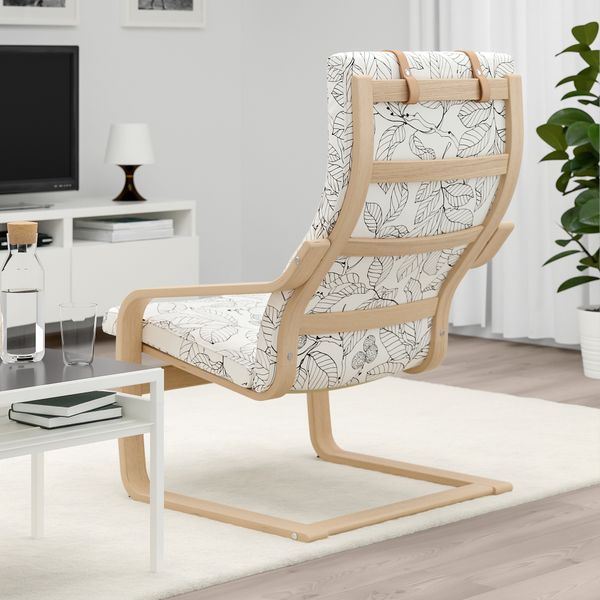 Кресло ПОЭНГ, дубовый шпон, беленый, Висланда черный/белый - фото 3