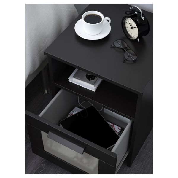 Тумба прикроватная, черный 39x41 см IKEA BRIMNES БРИМНЭС 104.104.26 - фото 3