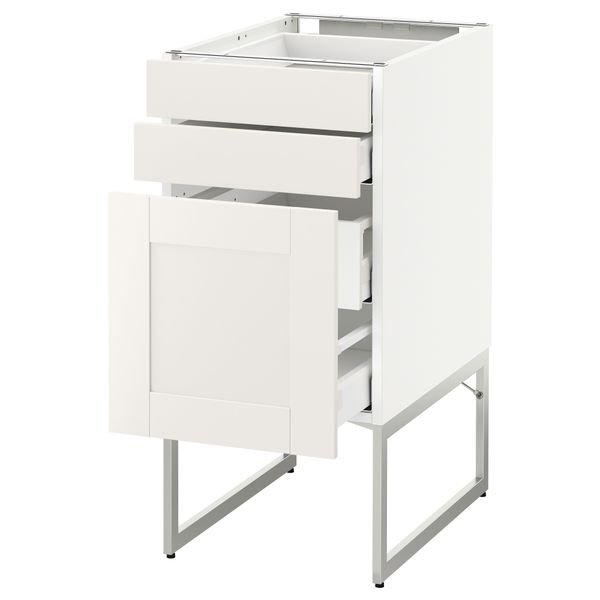 Напольный шкаф 3 фронтальных панели, 2 нижних, 2 средних ящика МЕТОД / МАКСИМЕРА, белый, Сэведаль белый - схема-чертеж с размерами