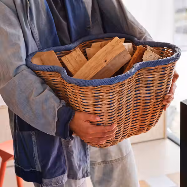 OMMJÄNGE ОММЬЕНГЕ Корзина - бежевый/синий 40x40x26 см - фото 2