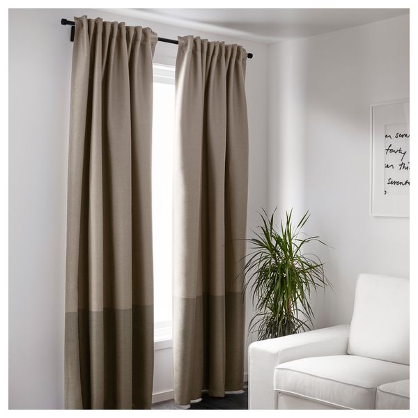 Гардины, блокирующие свет, 1 пара МАРЬЮН, коричневый (145x300 см) - фото 2