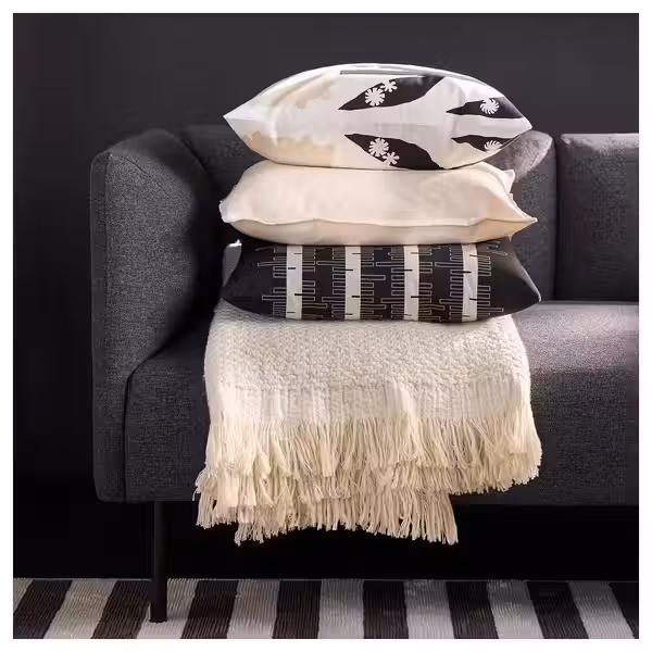 DRABOR ДРАБОР Чехол на подушку - чёрный/светло-бежевый 50x50 см - схема-чертеж с размерами