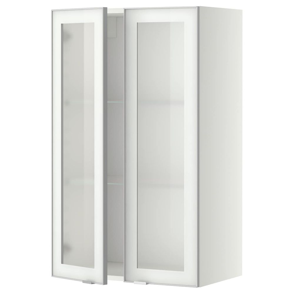Навесной шкаф с полками, 2 стекло дв, белый/Ютис матовое стекло 60x100 см IKEA METOD МЕТОД 592.383.40 - фото 1