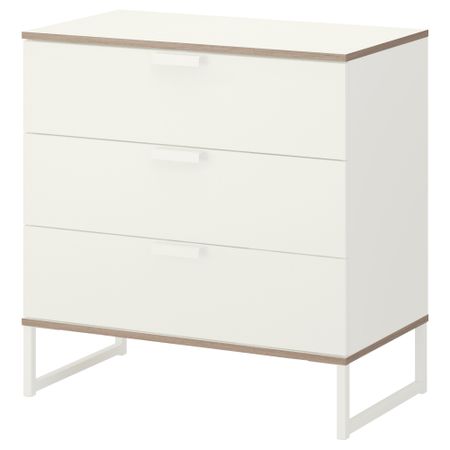 Комод с 3 ящиками ТРИСИЛ, белый, светло-серый (75x77 см)