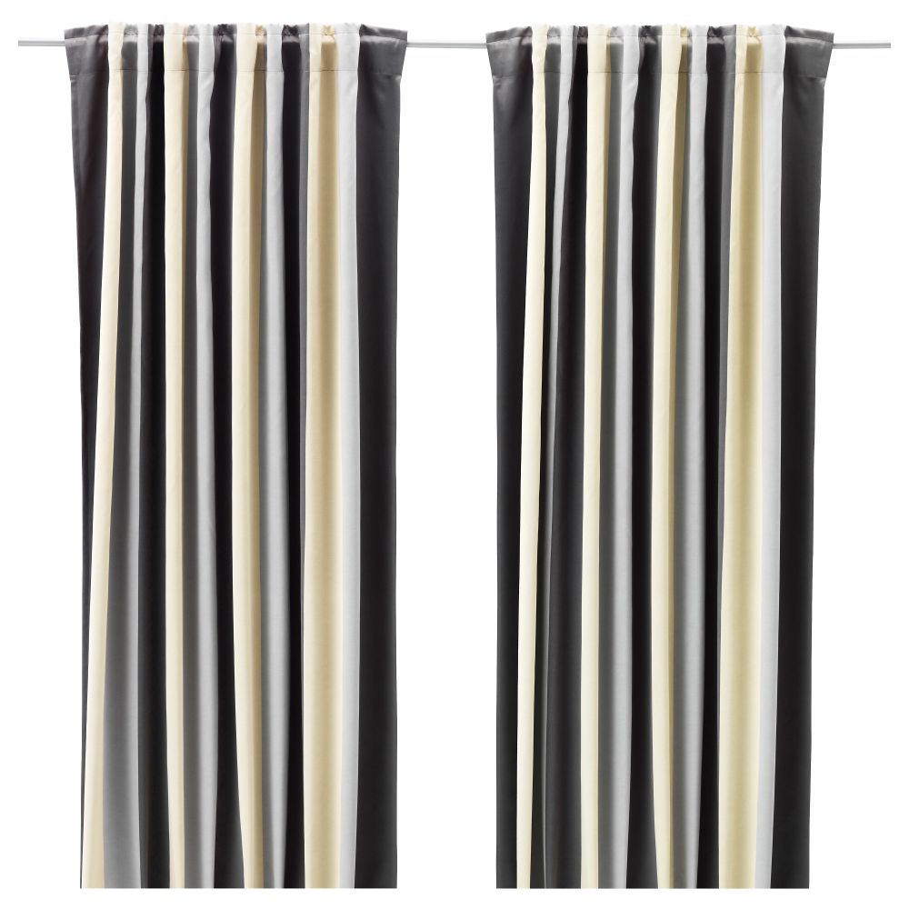 Гардины, блокирующие свет, 1 пара ПРАКТЛИЛЬЯ, серый/бежевый (145x300 см) - фото 1