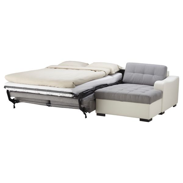 Угловой диван-кровать c модулем для храннения, правосторонний ЛИАРУМ / ЛАСЕЛЕ, Оннарп серый, Бумстад белый - фото 2