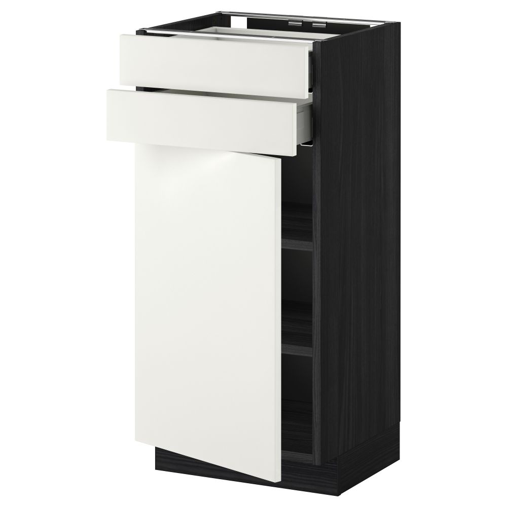 Напольный шкаф с дверцей, 2 ящиками МЕТОД / МАКСИМЕРА, черный, Хэггеби белый - схема-чертеж с размерами