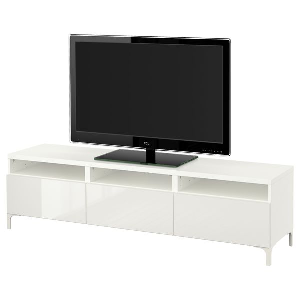 Тумба для ТВ с ящиками БЕСТО, белый, Сельсвикен глянцевый/белый (180x40x48 см) - фото 1
