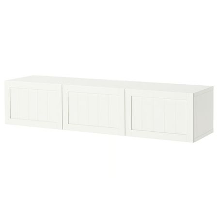 BESTÅ Тумба под ТВ, с дверцами - белый/пипмакаре белый 180x42x38 см