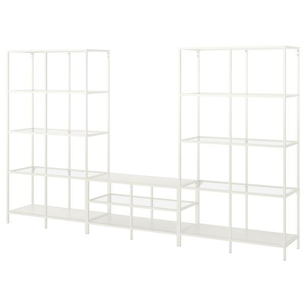 Шкаф для ТВ, комбинация, белый/стекло 300x36x175 см IKEA VITTSJÖ ВИТШЁ 692.945.71 - фото 1