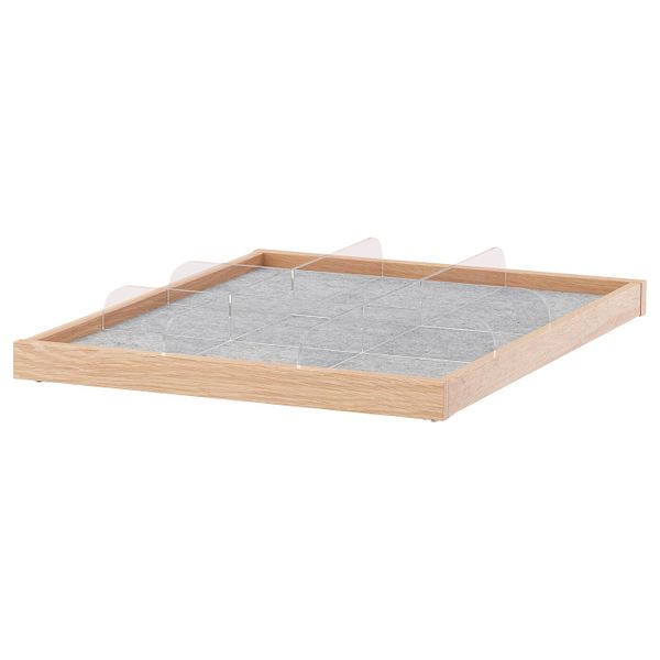 Выдвижная полка с разделителем, под беленый дуб, прозрачный 50x58 см IKEA КОМПЛИМЕНТ 892.429.96 - фото 1