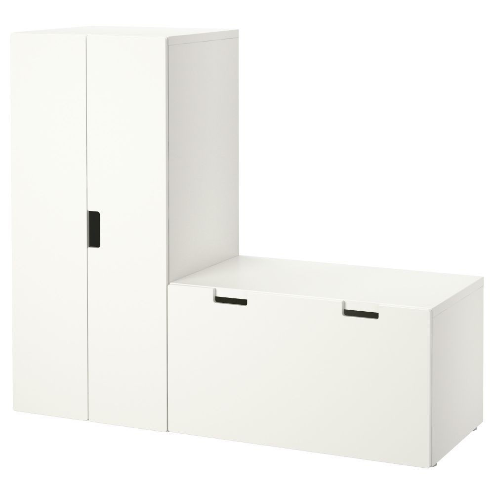 Комбинация для хранения со скамьей СТУВА, белый, белый (150x50x128 см) - схема-чертеж с размерами