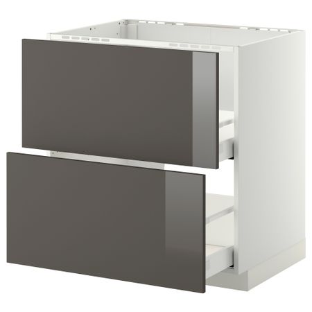 Напольный шкаф под мойку + 2 фронтальных панели, 2 ящика МЕТОД / МАКСИМЕРА, белый, Рингульт серый