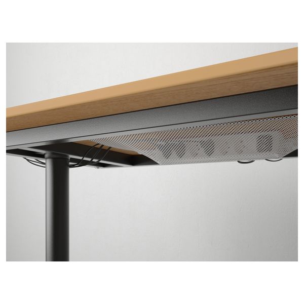 Угловой письменный стол правосторонний БЕКАНТ, дубовый шпон, черный (160x110 см) - фото 5