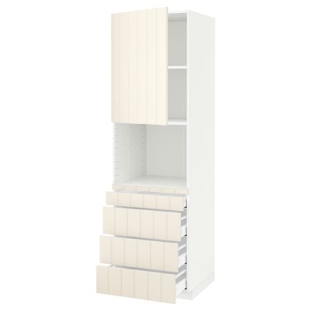 Высокий шкаф для комбинированния СВЧ, 4 ящика МЕТОД / МАКСИМЕРА, белый, Хитарп белый с оттенком