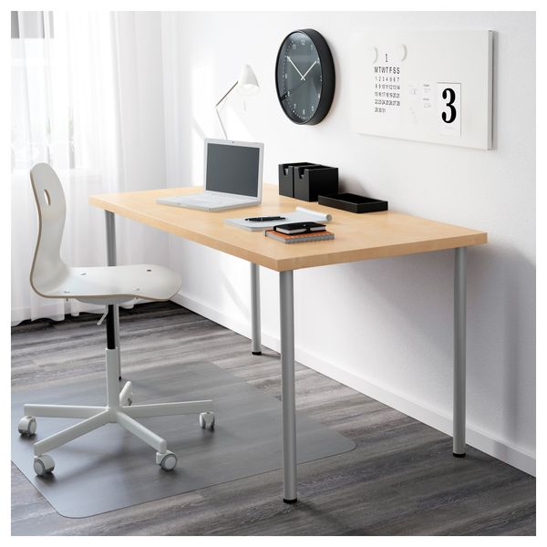 Стол ЛИННМОН / АДИЛЬС, под березу, серебристый (150x75 см) - схема-чертеж с размерами