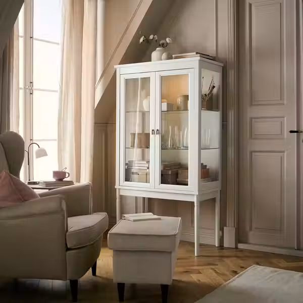 FÄRJKARL ФЭРКАРЛ Шкаф-витрина - белый с оттенком 87x45x161 см - фото 2