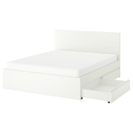 STORKLINTA Каркас кровати с 4 ящиками - белый/Lönset 160x200 см