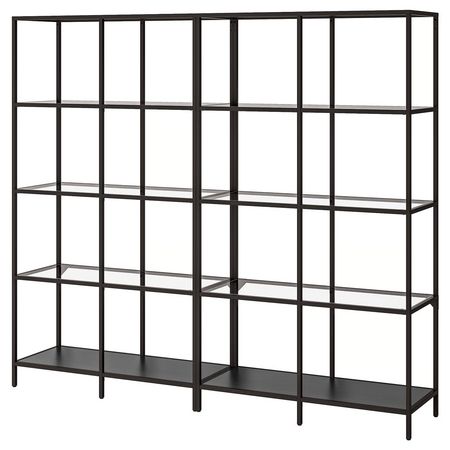 VITTSJÖ Комбинация д/хранения - черно-коричневый/стекло 200x36x175 см