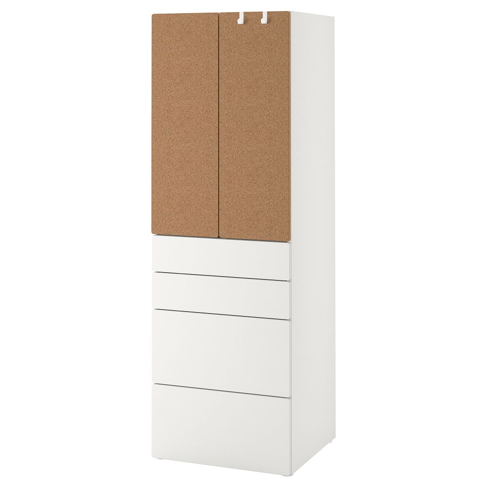 Гардероб, 60x42x181 см, белый пробка с 4 ящиками IKEA PLATSA ПЛАТСАA ПЛАТСА, SMÅSTAD СМОСТАД 794.263.83 - фото 1