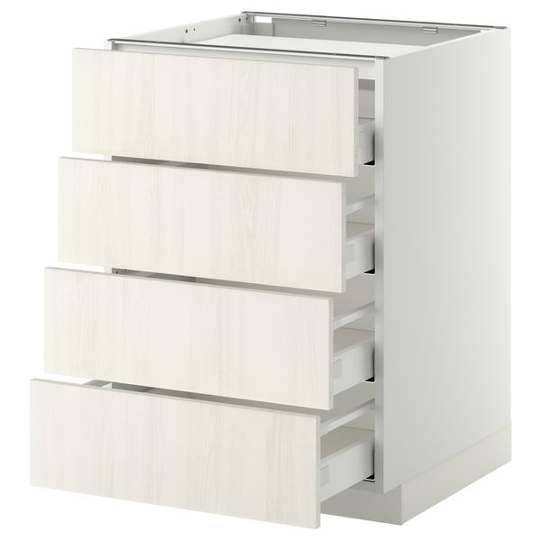 Напольный шкаф, 4 фронтальных панели, 4 ящика МЕТОД / МАКСИМЕРА, белый, Росдаль белый - схема-чертеж с размерами