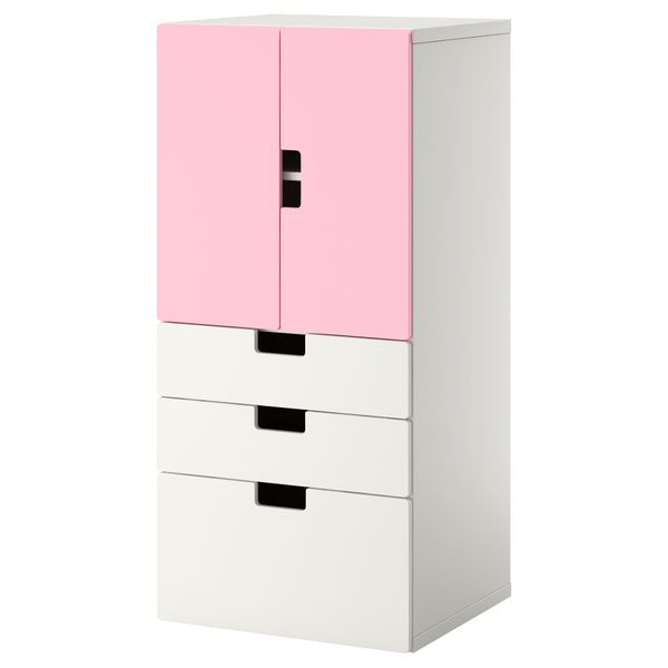 Комбинация для хранения с дверцами, ящиками СТУВА, белый, розовый (60x50x128 см) - фото 1