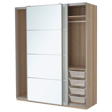 Гардероб, под беленый дуб, Аули Сэккен, 200x66x236 см IKEA ПАКС 993.058.65