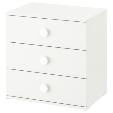 GODISHUS Комод с 3 ящиками - белый 60x40x60 см