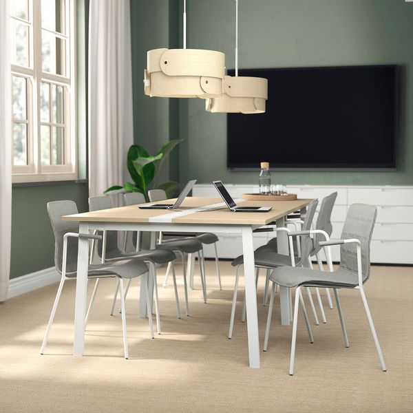 MITTZON Конференц-стол - березовый шпон/белый 120x108x75 см - фото 2