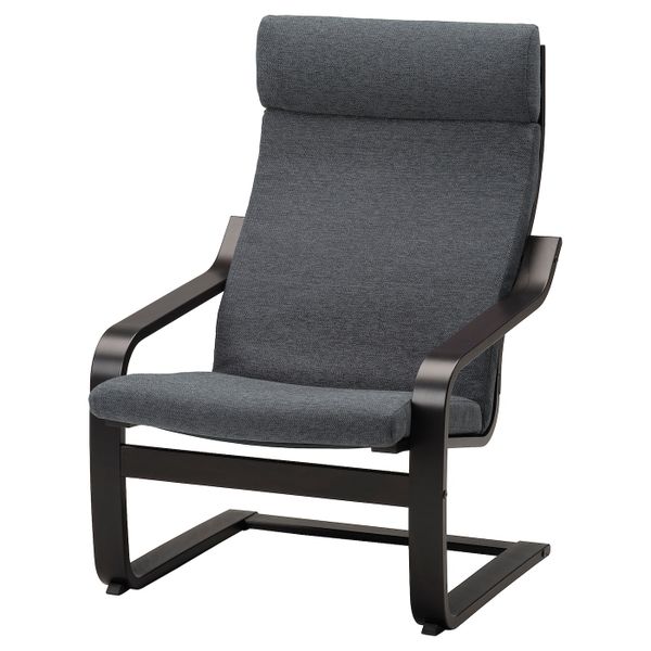 Кресло, черно-коричневый/Хили темно-серый IKEA POÄNG ПОЭНГ 193.193.81 - фото 1